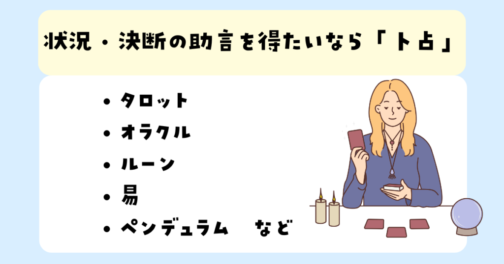 状況・決断の助言を得たいなら「卜占」