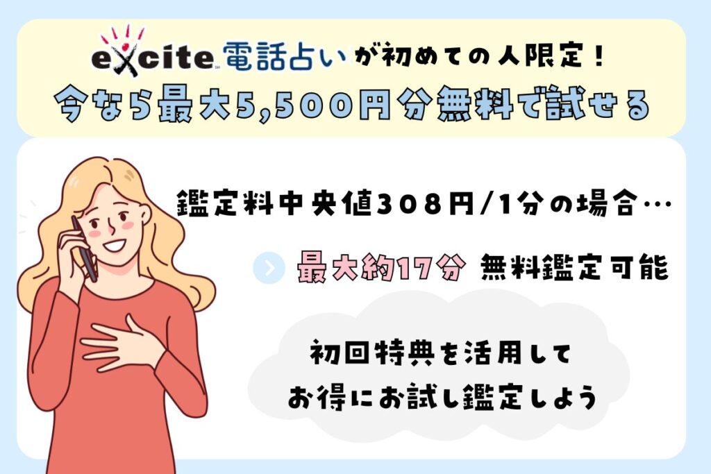 エキサイト電話占い｜今なら初回鑑定は最大5,500円分無料で試せる